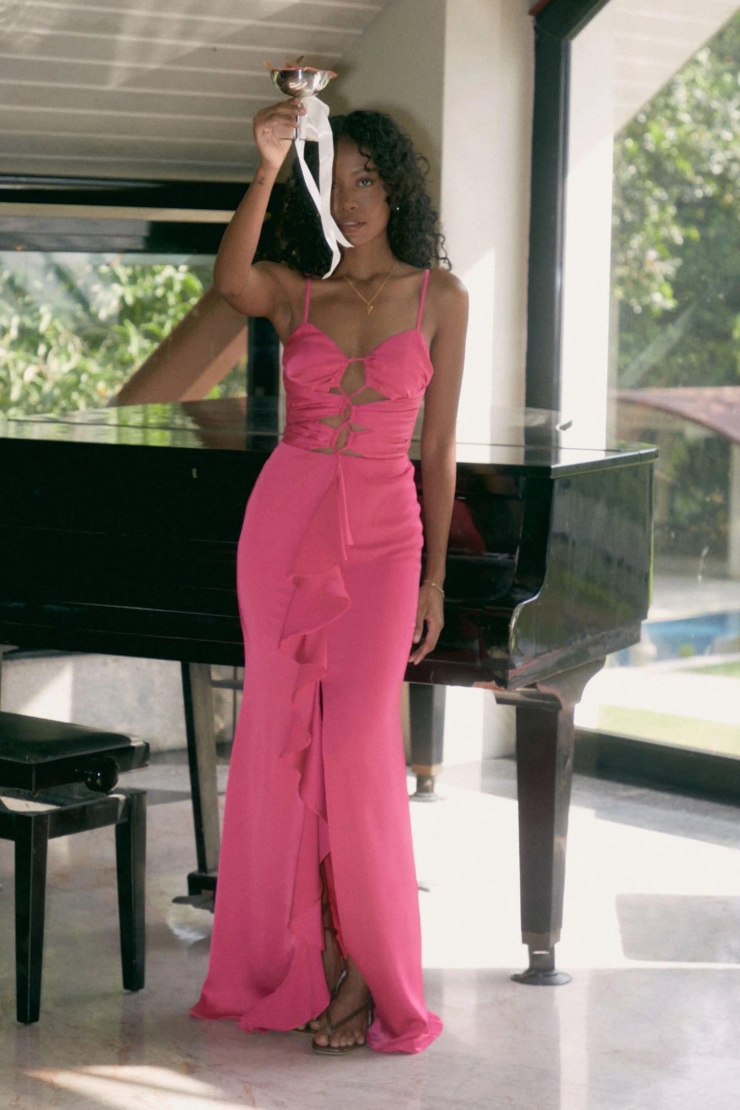 Rue Cut Out Dress - FUCHSIA