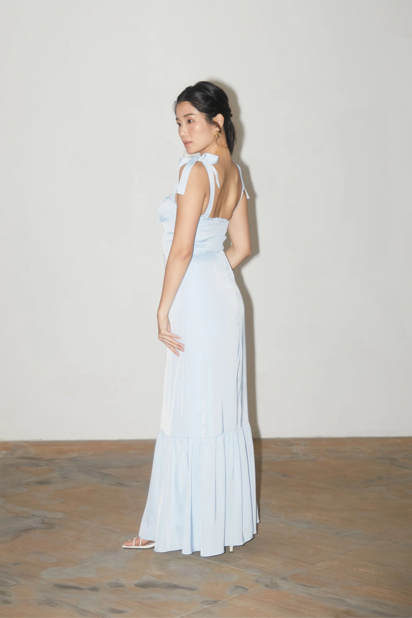 Clover Ruched Hem Dress - BABY BLUE