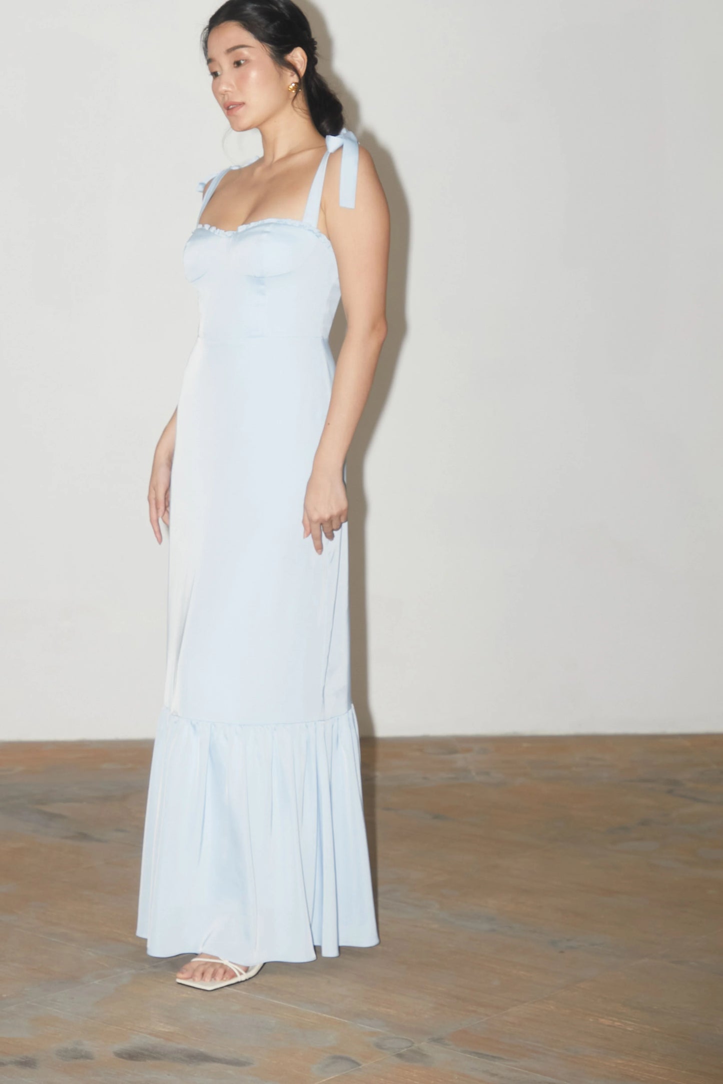 Clover Ruched Hem Dress - BABY BLUE