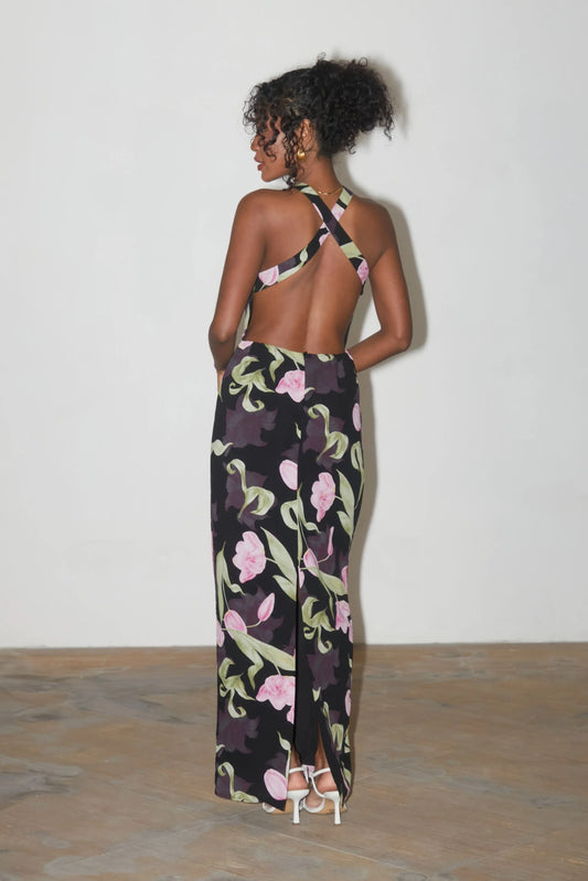 Aster Backless Halter Dress - AMARA