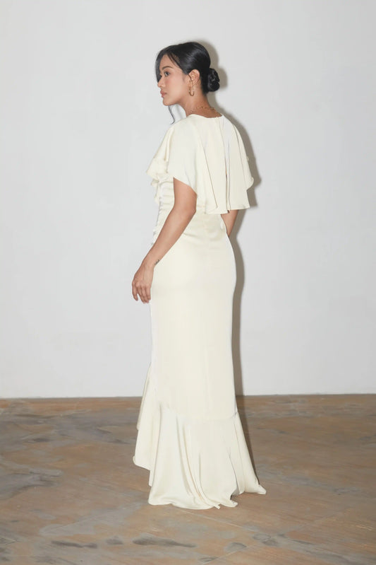 Iris Short Cape Dress - BUTTER YELLOW