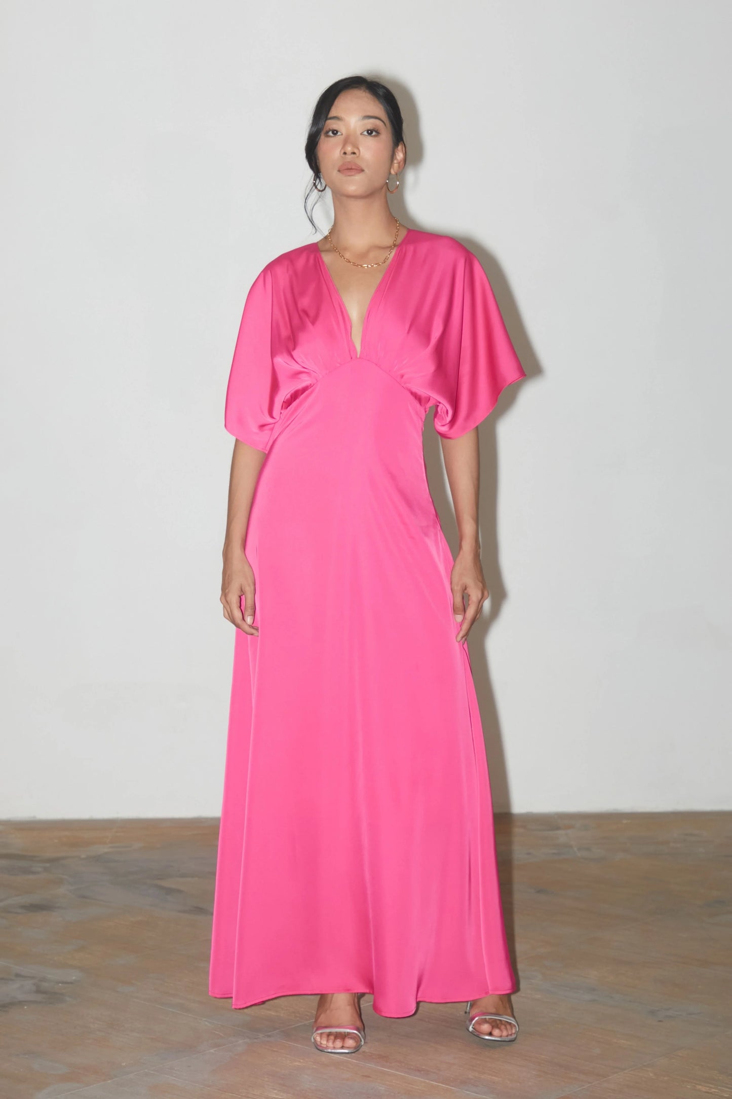 Primrose Short Sleeves Dress - FUCHSIA