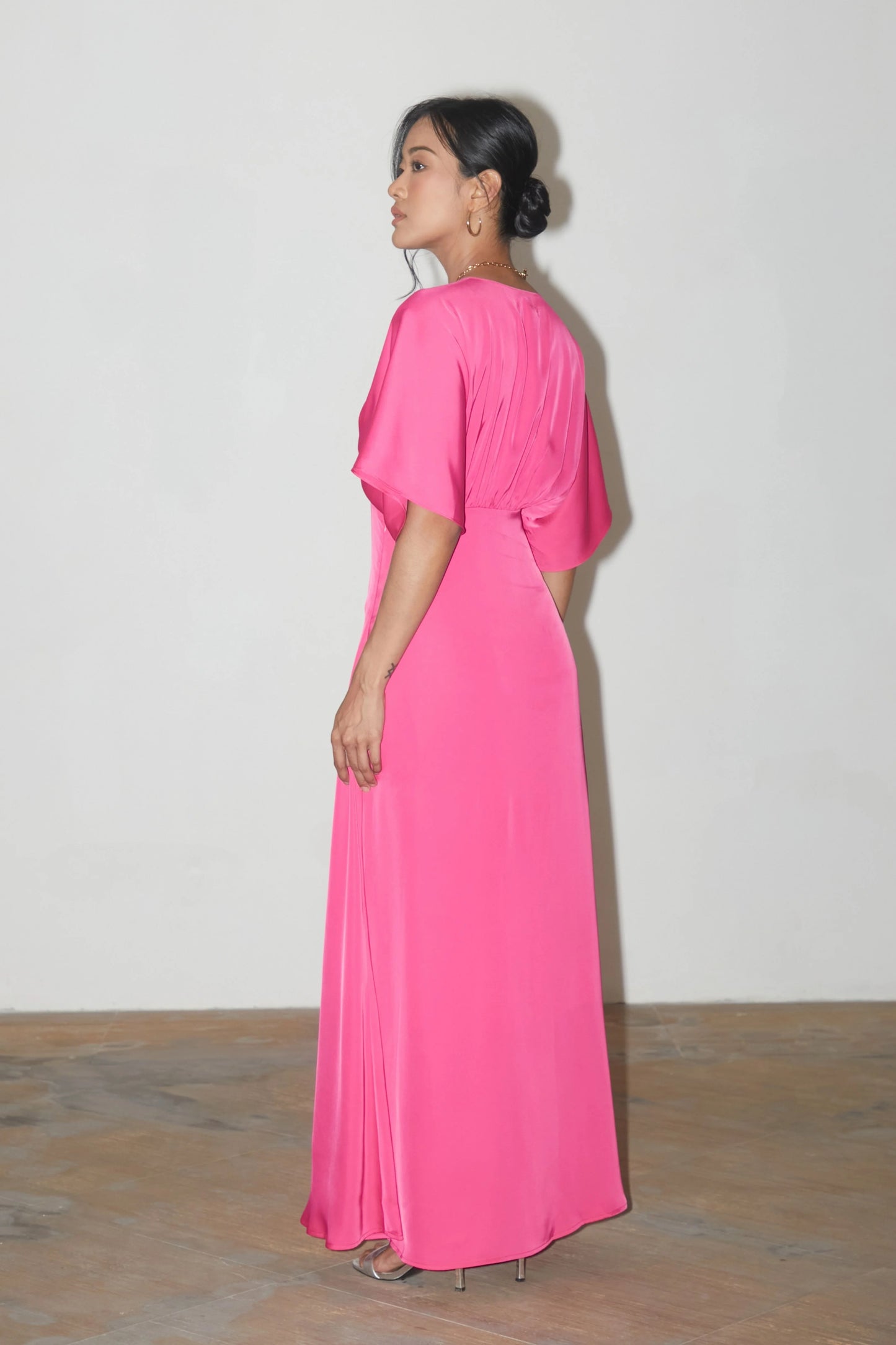 Primrose Short Sleeves Dress - FUCHSIA